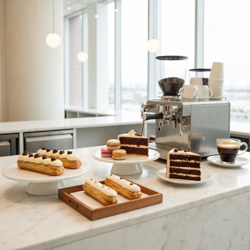 Elegant pastries and coffee